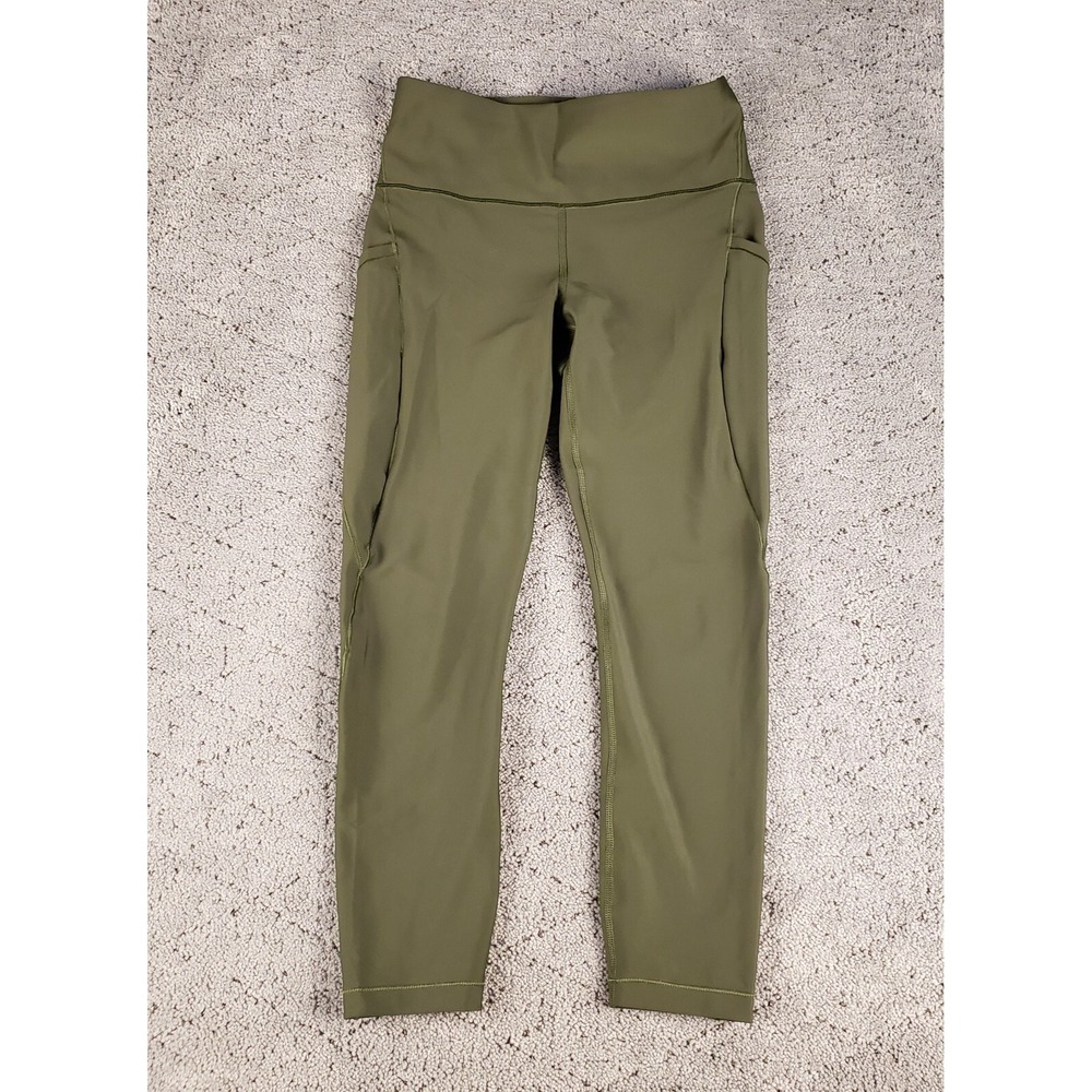 Athleta Leggings Womens Small Green Interval Stash Tight Crop Pull On Athleisure